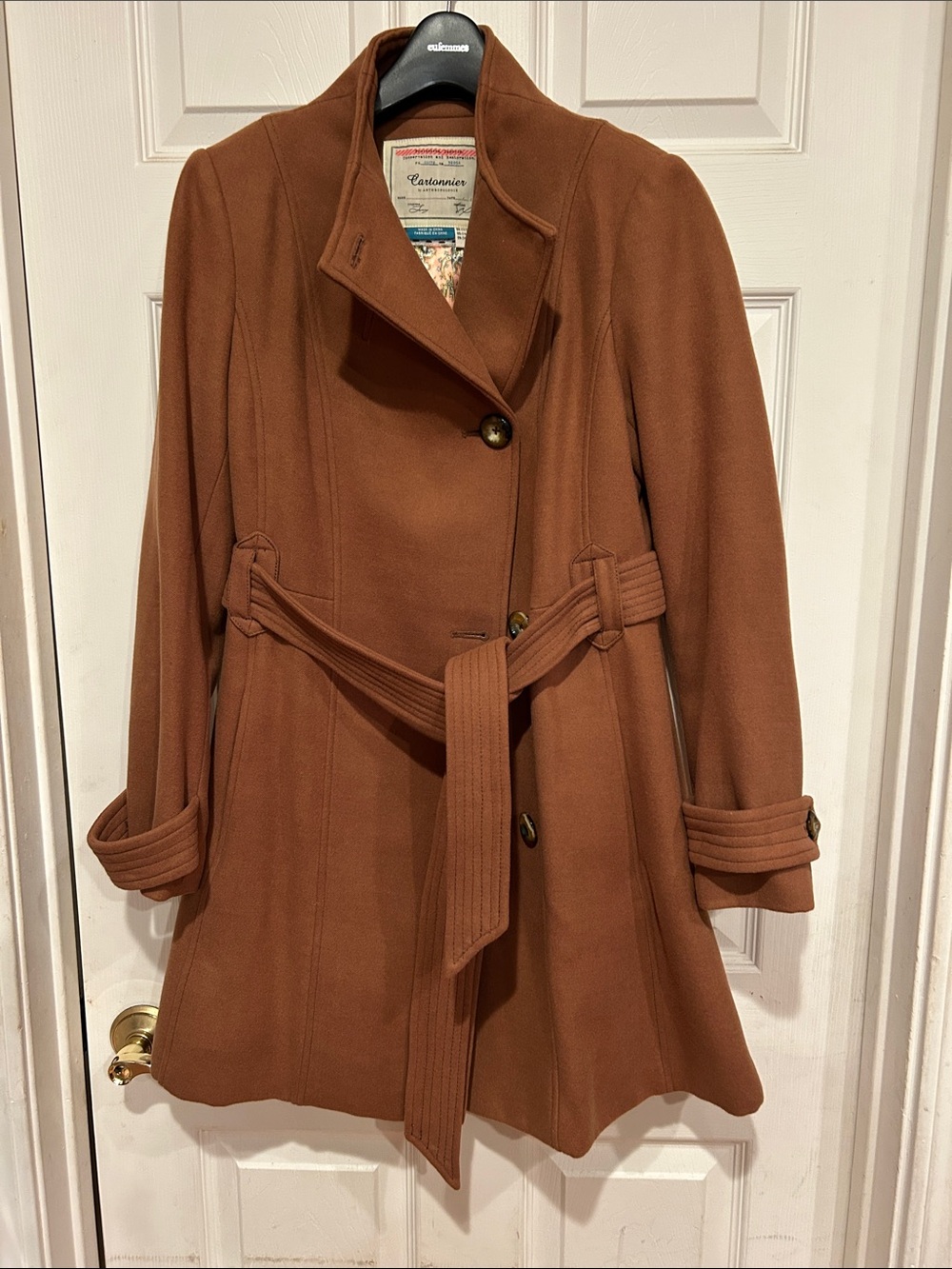 Anthropologie Cartonnier Camel Brown Belted Trench Coat